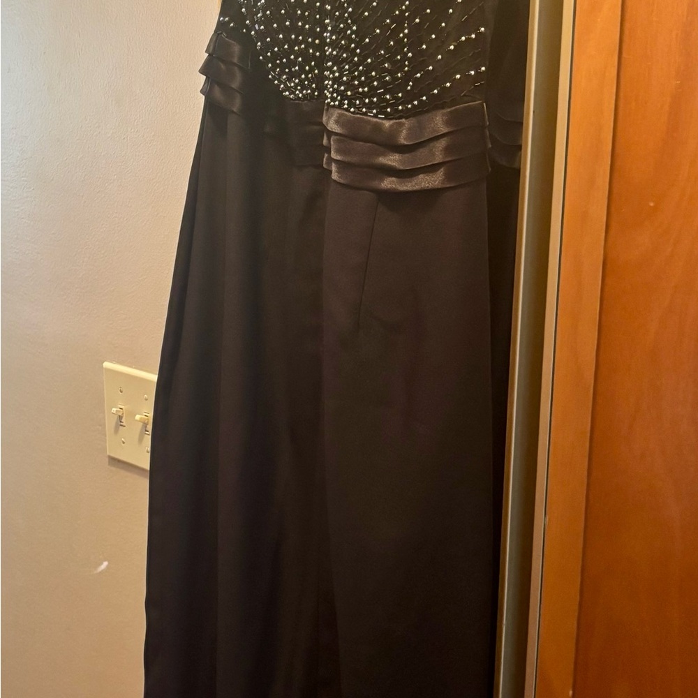 🖤 Alyce Designs Beaded Black Formal Gown | Size 10 | Illusion Neckline & Back